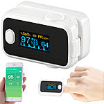 newgen medicals Medizinischer Finger-Pulsoximeter mit OLED-Farbdisplay, Bluetooth, App newgen medicals Finger-Pulsoximeter mit Apps