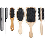 Sichler Beauty 6er-Haarpflege-Set: 3 antistatische Holzbürsten, 1 Rundbürste, 2 Kämme Sichler Beauty