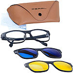 PEARL 2er-Set 3in1-Bildschirm-Brillen mit Sonnen- und Nachtsicht-Aufsatz PEARL 