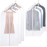 PEARL 6er-Set Kleidersäcke in 2 Größen, 60 x 100 cm und 60 x 135 cm PEARL Kleiderhüllen transparent