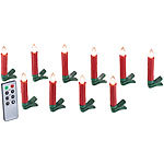 Lunartec 10er-Set LED-Weihnachtsbaum-Kerzen mit IR-Fernbedienung, rot Lunartec