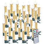 Lunartec 30er-Set LED-Weihnachtsbaumkerzen mit Fernbedienung und Timer, Gold Lunartec