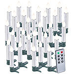 Lunartec 30er-Set LED-Weihnachtsbaumkerzen mit Fernbedienung und Timer, Silber Lunartec