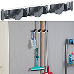 AGT 4er-Set Wandhalter-Leisten für Besen, Wischmopp, Gartengeräte & Co. AGT Wandhalter für Haushaltsgeräte