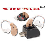 newgen medicals HdO-Hörverstärker-Paar HV-340 mit Ex-Hörer; Akku & USB-Ladeschale newgen medicals Akku-HdO-Hörverstärker