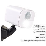 Luminea LED-Wandspot für innen & außen, Bewegungssensor, 7 Monate Laufzeit Luminea Batterie-Wandleuchten mit Bewegungsmelder & Dämmerungssensoren