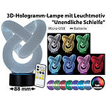 Lunartec 3D-Hologramm-Lampe mit Leuchtmotiv "Unendliche Schleife", 7-farbig Lunartec Mehrfarbige LED-Dekoleuchten mit auswechselbaren Motiven