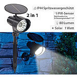 Royal Gardineer 2in1-Solar-LED-Wand- und Wegeleuchte mit Licht-Sensor und PIR-Sensor, Royal Gardineer Solar-Strahler mit PIR-Sensoren für außen