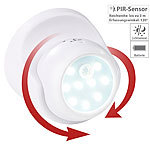 Luminea Kabelloser LED-Strahler, Bewegungssensor, 360° drehbar, 100 lm, weiß Luminea LED-Strahler mit PIR-Sensor, Batteriebetrieb