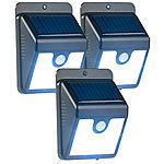 Luminea 3er-Set Solar-LED-Wandleuchten mit Bewegungssensor & Nachtlicht, 50 lm Luminea