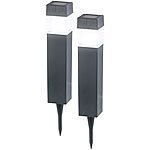 Lunartec 2er-Set moderne Solar-LED-Wegeleuchten mit Dämmerungs-Sensor Lunartec