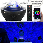 Lunartec Laser-Sternenlicht-Projektor mit Lautsprecher, Bluetooth, WLAN & App Lunartec 