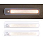 Luminea 2er-Set LED-Schrankleuchte, PIR- & Lichtsensor, 0,6 W, 25 Lm, 6000 K Luminea 