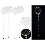 infactory 4er-Set Luftballons, Lichterkette, 40 weiße LEDs, Ø 30 cm, transparent infactory