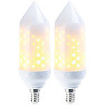 Luminea 2er-Pack LED-Flammen-Lampe mit realistischem Flackern Luminea LED-Flammen-Lampen (E14)