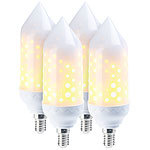 Luminea 4er-Pack LED-Flammen-Lampe mit realistischem Flackern Luminea LED-Flammen-Lampen (E14)