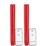 Britesta LED-Stabkerze mit beweglicher Flamme und Fernbedienung, rot, 2er-Set Britesta Echtwachs LED Stabkerzen mit beweglichen Flammen