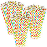PEARL 300 Retro-Papier-Trinkhalme in 4 Farben, gestreift, lebenesmittelecht PEARL Papier-Trinkhalme
