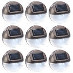 Lunartec 9er-Set Solar-LED-Zaunleuchte für Hauswand & Treppe, Lichtsensor, IP44 Lunartec