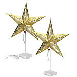 Lunartec 2er-Set Deko-Tischleuchte in Sternform, gold Lunartec Weihnachtsstern-Leuchten