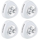 PEARL Stick-&-Push-Light wei&szlig; 4er-Set PEARL LED Batterie-Push-Lampen