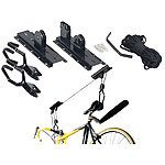 AGT 4er-Set platzsparende Fahrrad-Aufhänger mit Liftsystem, bis 20 kg AGT Fahrrad-Deckenlifte
