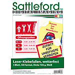 Sattleford 5 Klebefolien wetterfest A4 für Laserdrucker weiß Sattleford Wetterfeste Klebefolien Laserdrucker