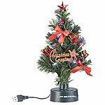 PEARL 2er-Set USB-Weihnachtsbäume mit LED-Farbwechsel-Glasfaserlichtern PEARL 