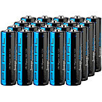 PEARL 50-teiliges Haushalts-Batterie-Set: 10x 9V-Block + 20x AAA + 20x AA PEARL Batterien-Sets mit 9-V-Block, AA und AAA
