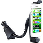 Callstel Kfz-Schwanenhals-Halterung mit Lightning-Stecker f&uuml;r Apple iPhone, MFi Callstel Kfz-Schwanenhals-Halterung f&uuml;r iPhone mit Ladefunktion