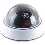 VisorTech 2er-Set Dome-Überwachungskamera-Attrappen, durchsichtige Kuppel & LED VisorTech Kamera-Attrappen