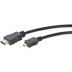 auvisio High-Speed-Adapterkabel Micro-HDMI auf HDMI, für 4K, 3D & Full HD, 2 m auvisio Micro-HDMI-Kabel für 4K