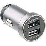 revolt Mini-Kfz-USB-Ladegerät mit 2 Ports, 12 & 24 V, 4,8 A, 24 Watt, Metall revolt