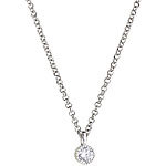 St. Leonhard Halskette mit rundem Zirkonia-Anh&auml;nger, rhodiniert, 45 cm St. Leonhard Damen-Halsketten und Anh&auml;nger aus Messing mit Zirkonia-Steinen