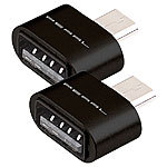 PEARL 2er-Set OTG-USB-Adapter, Alu-Gehäuse, USB-Buchse auf Micro-USB-Stecker PEARL 