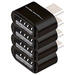 PEARL 4er-Set OTG-USB-Adapter, Alu-Gehäuse, USB-Buchse auf Micro-USB-Stecker PEARL