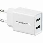 PEARL 2-Port-USB-Netzteil für Mobilgeräte, USB-A, 2,4 A / 12 W, weiß PEARL USB-Netzteile für Steckdose