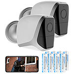 VisorTech 2er-Set Full-HD-IP-Überwachungskameras mit App und 16 Akkus, IP65 VisorTech Batteriebetriebene IP-Full-HD-Überwachungskameras mit App