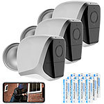 VisorTech 3er-Set Full-HD-IP-Überwachungskameras mit App und 24 Akkus, IP65 VisorTech Batteriebetriebene IP-Full-HD-Überwachungskameras mit App