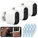 VisorTech 3er-Set IP-Überwachungskameras mit 12 Akkus, Full HD, WLAN & App, IP54 VisorTech Akkubetriebene IP-Full-HD-Überwachungskameras mit Apps