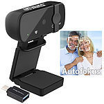 Somikon 4K-USB-Webcam mit Linsenabdeckung und USB-A-auf-USB-Typ-C-Adapter Somikon