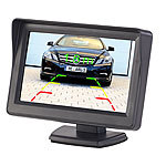 Lescars Kfz-Monitor für Rückfahr- & Front-Kamera, 2x Video-Cinch, 10,9 cm/4,3" Lescars