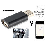 Lescars Kfz-Finder USB-Adapter mit Bluetooth zur Standort-Markierung per App Lescars