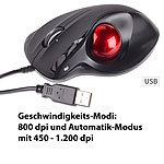 Mod-it USB-Laser-Trackball, 5 Tasten und 4-Wege-Scrollrad, 1.200 dpi Mod-it Trackball-Mäuse