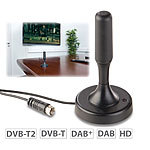 auvisio Aktive DVB-T/T2-Zimmerantenne, +30 dB, LTE-Filter, 13 cm, schwarz auvisio Aktive DVB-T2-Antennen mit DAB-Empfang