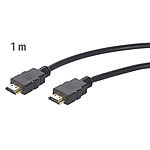 auvisio High-Speed-HDMI-Kabel für 4K, 3D & Full HD, HEC, schwarz, 1 m auvisio 4K-HDMI-Kabel mit Netzwerkfunktion (HEC)