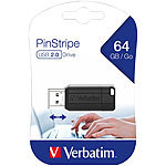 Verbatim PinStripe 64GB USB-Speicherstick (USB 2.0), schwarz Verbatim USB-Speichersticks