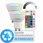 Luminea 2er-Set LED-Spots GU10, RGBW, 4,8 W, Versandrückläufer Luminea LED-Spots GU10 mit Farbwechsel (RGBW) und Fernbedienungen