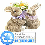 infactory Deko-Osterhasen-Pärchen mit Ostereier-Korb,Versandrückläufer infactory Oster-Strohhasen
