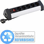 revolt 5-fach-Tisch-Steckdosenleiste "Premium Alu-Line", Versandrückläufer revolt Tisch-Steckdosenleisten mit Überspannungsschutz